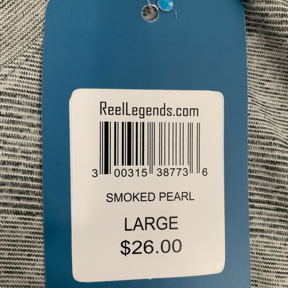 Shirt Reel Legends Short Sleeve Shirt NWT Grey White Stripped Size Large Po… - Picture 6 of 10